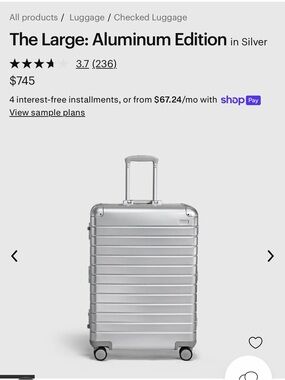 Away The Large Aluminum Edition Checked Luggage in Silver